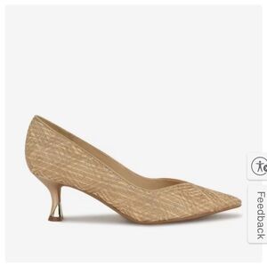 Ninewest Gold Fabric Kitten Heel Pumps Sz 7